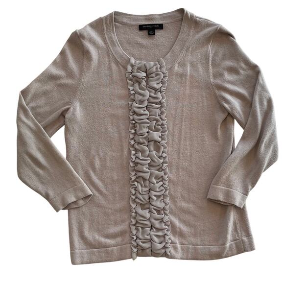 Banana Republic Factory Light Gray 3/4 Sleeve Cardigan Ruffle Trim Size XS - Picture 6 of 14